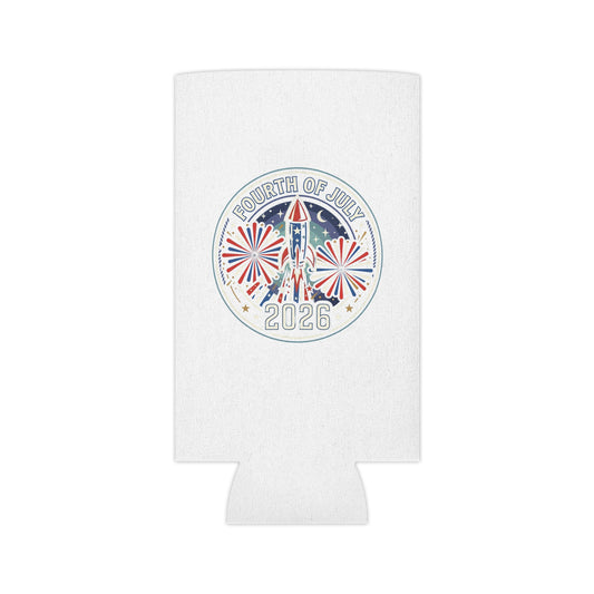 Fourth of July 2026 Can Cooler – Patriotic 4th of July Drink Koozie with Fireworks Design