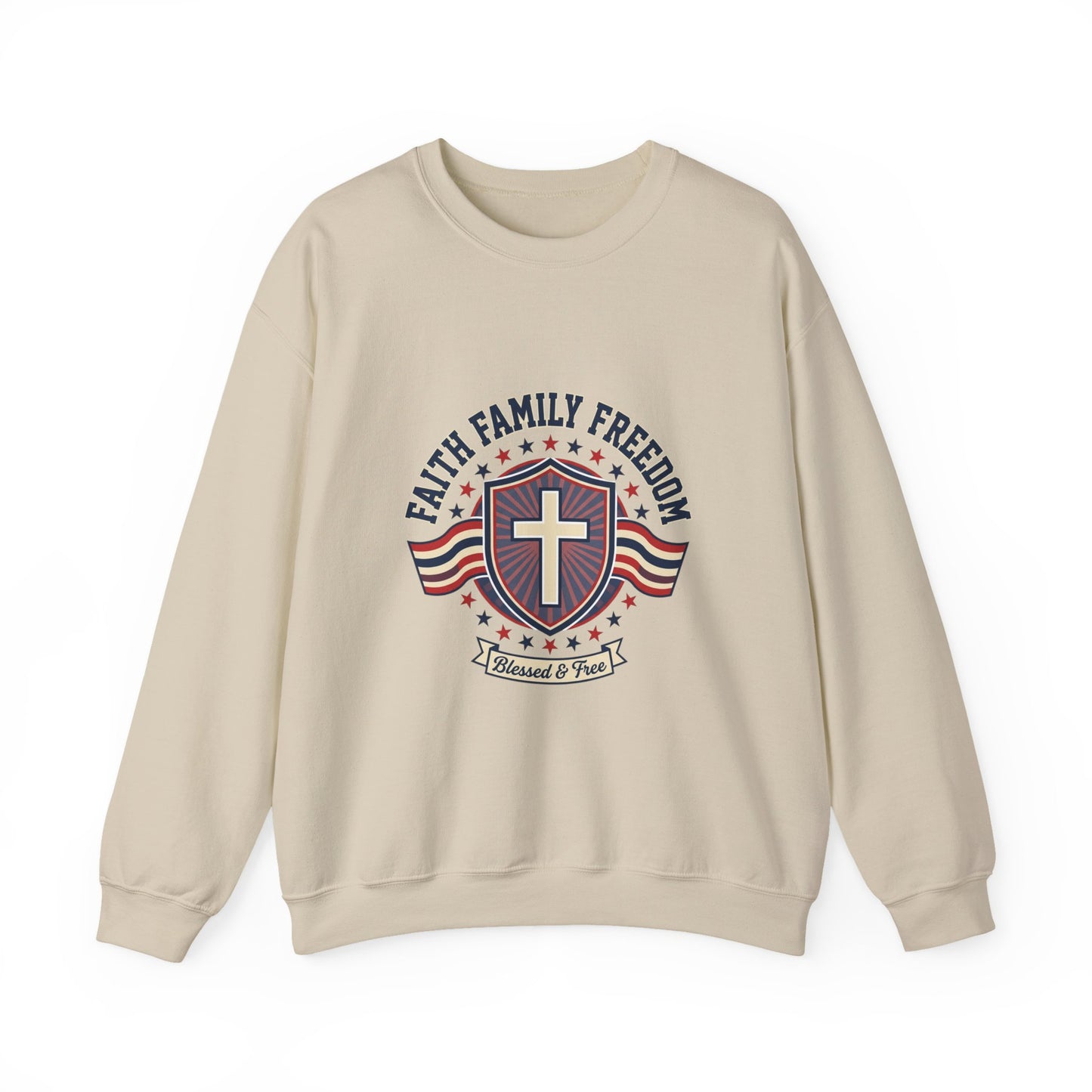 Faith Family Freedom Sweatshirt | Patriotic, Faith-Based, Vintage Americana
