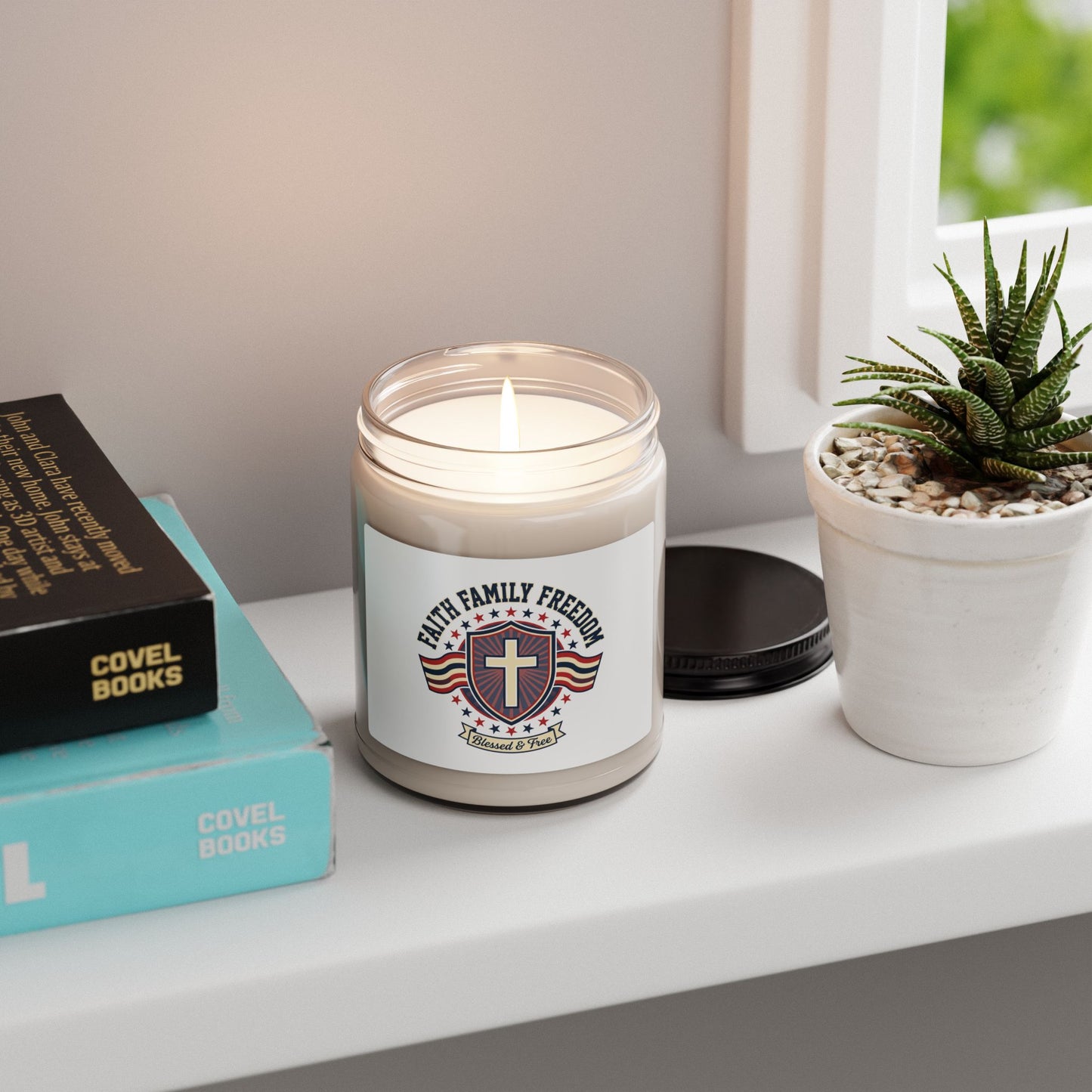 Faith Family Freedom Candle | patriotic faith-based July 4th vintage Americana