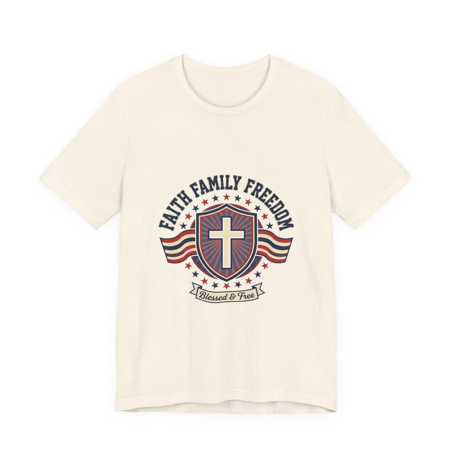 Faith Family Freedom T-Shirt | Faith-Based Patriotic July 4th, Vintage Americana
