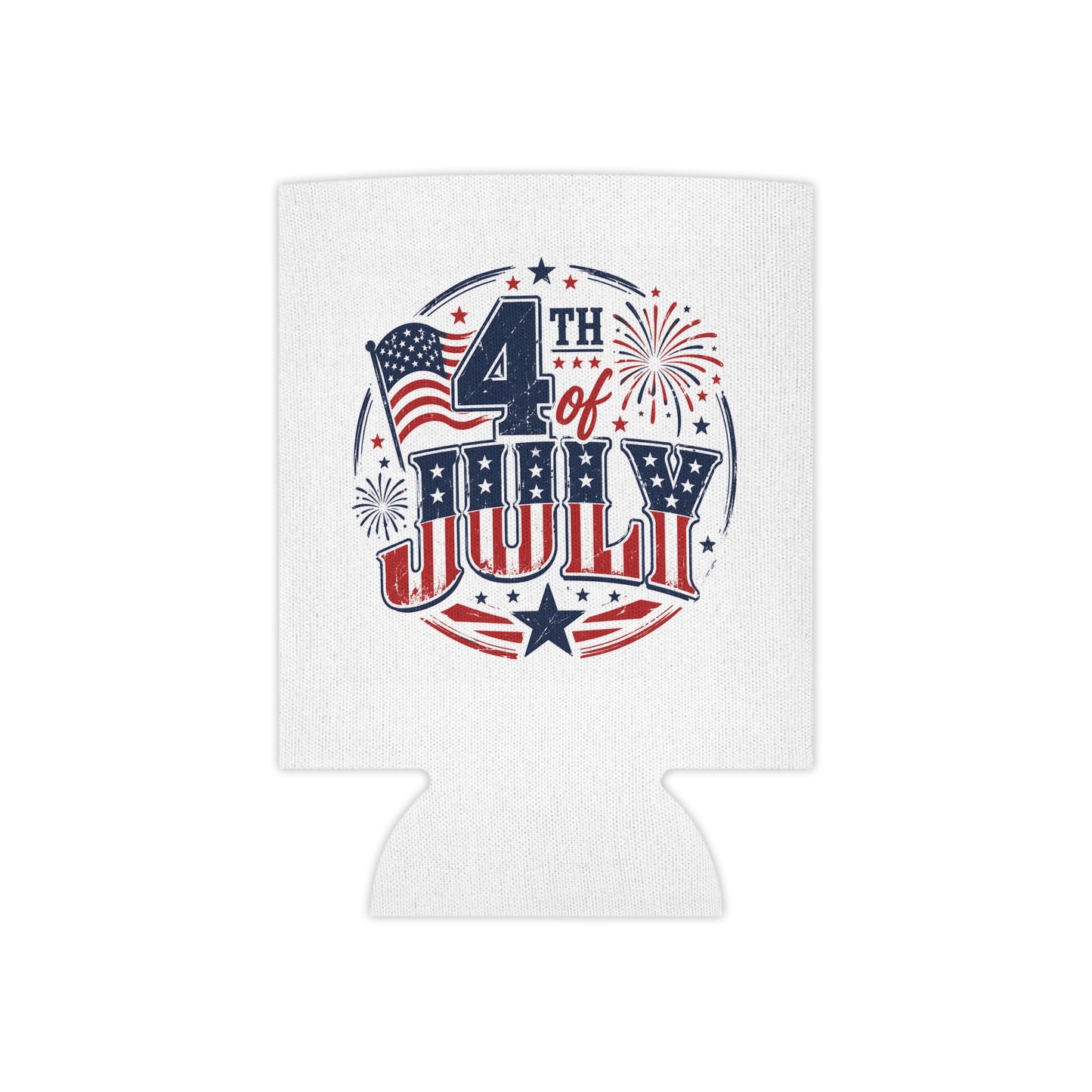 Fourth of July 2026 Can Cooler – Patriotic 4th of July Drink Koozie with Fireworks Design