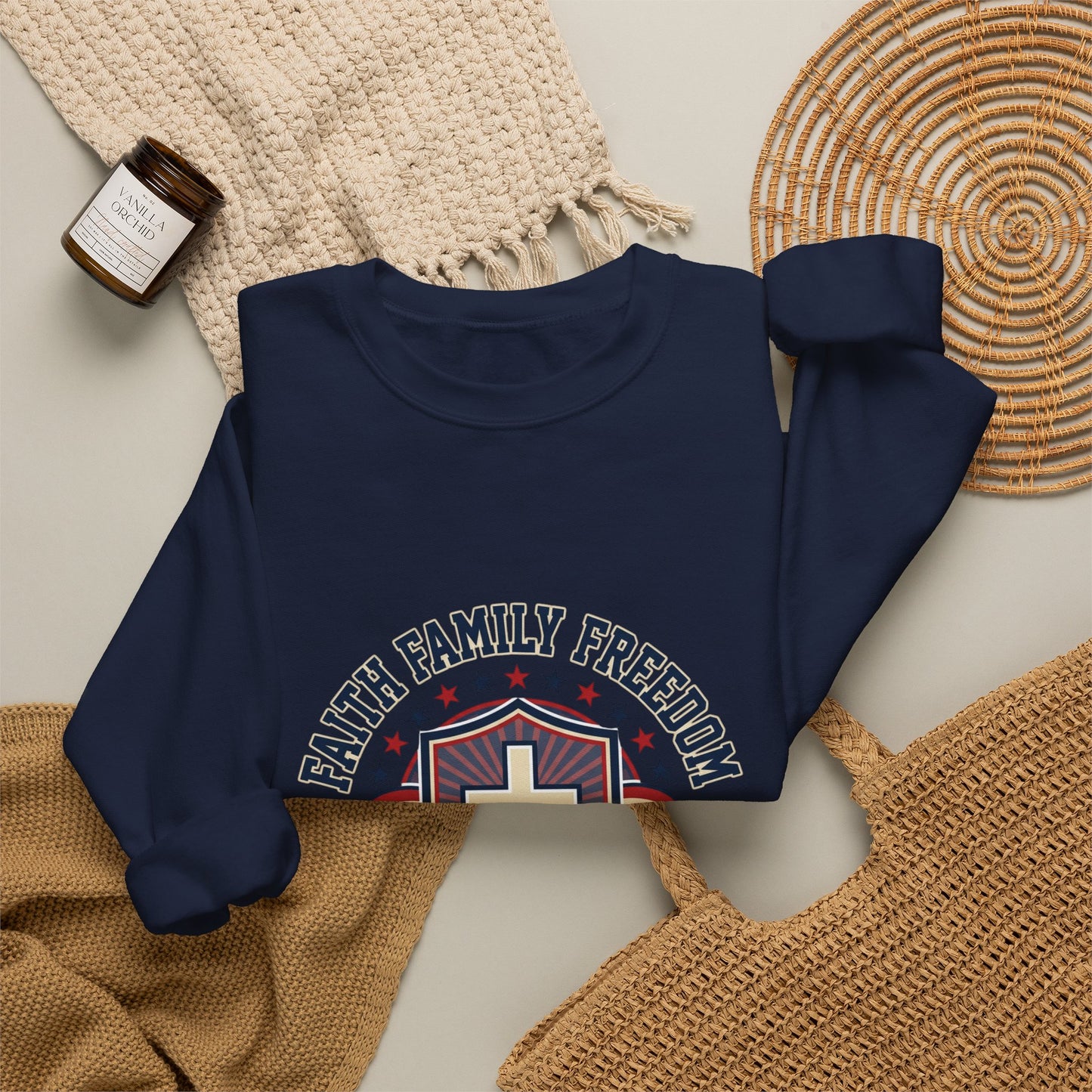 Faith Family Freedom Sweatshirt | Patriotic, Faith-Based, Vintage Americana