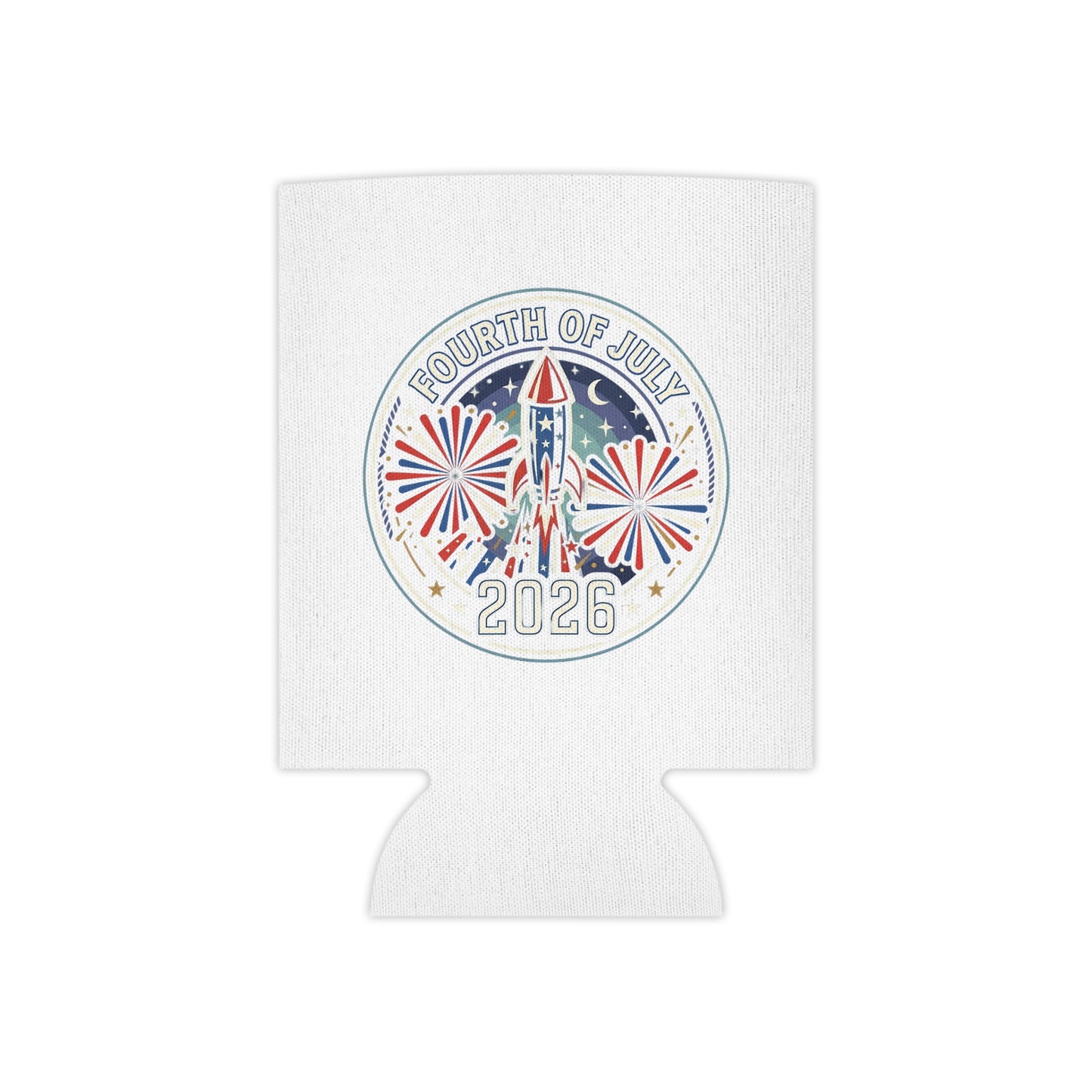 Fourth of July 2026 Can Cooler – Patriotic 4th of July Drink Koozie with Fireworks Design