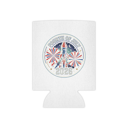 Fourth of July 2026 Can Cooler – Patriotic 4th of July Drink Koozie with Fireworks Design