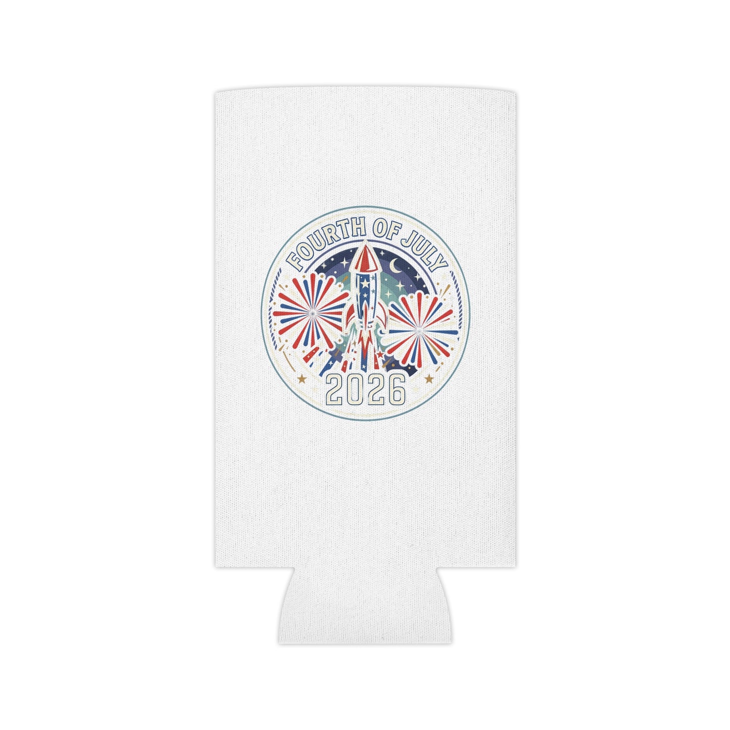 Fourth of July 2026 Can Cooler – Patriotic 4th of July Drink Koozie with Fireworks Design