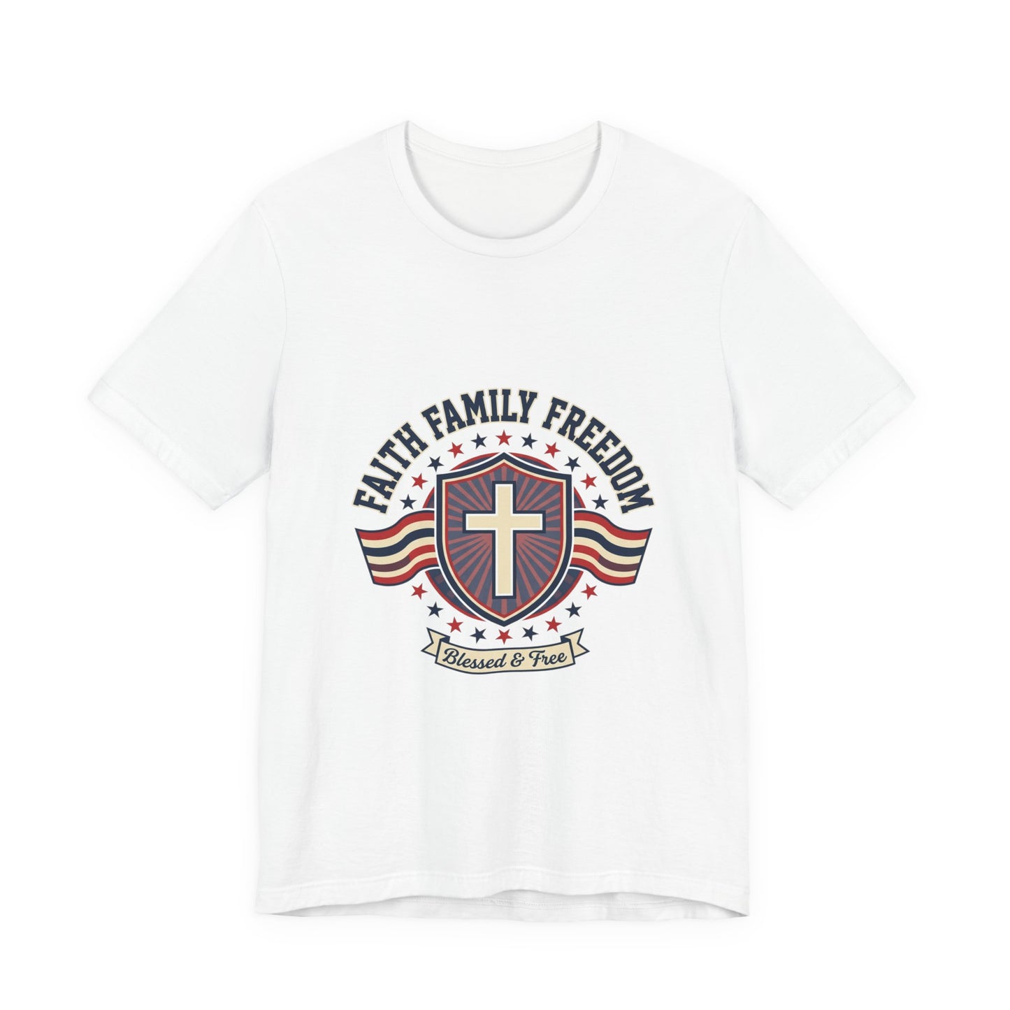 Faith Family Freedom T-Shirt | Faith-Based Patriotic July 4th, Vintage Americana