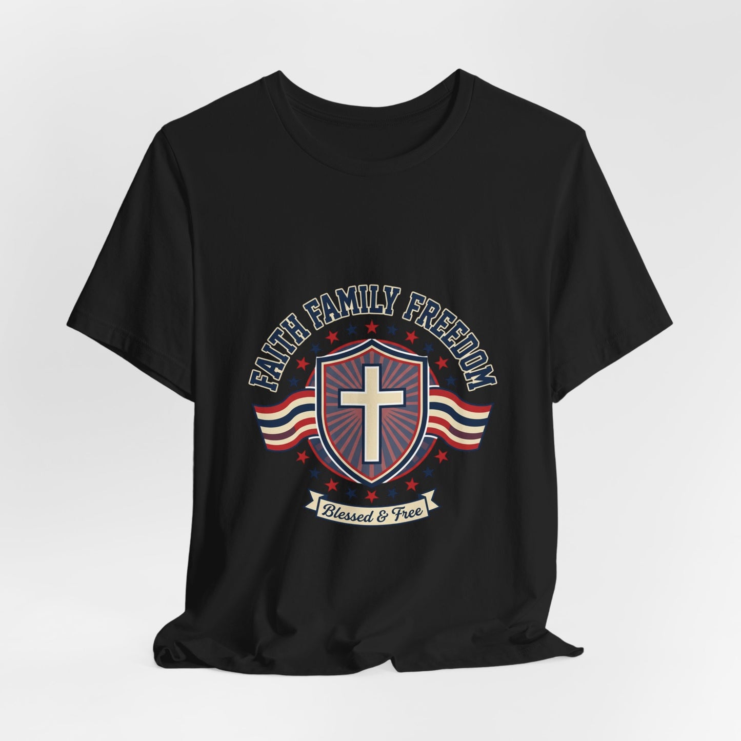 Faith Family Freedom T-Shirt | Faith-Based Patriotic July 4th, Vintage Americana