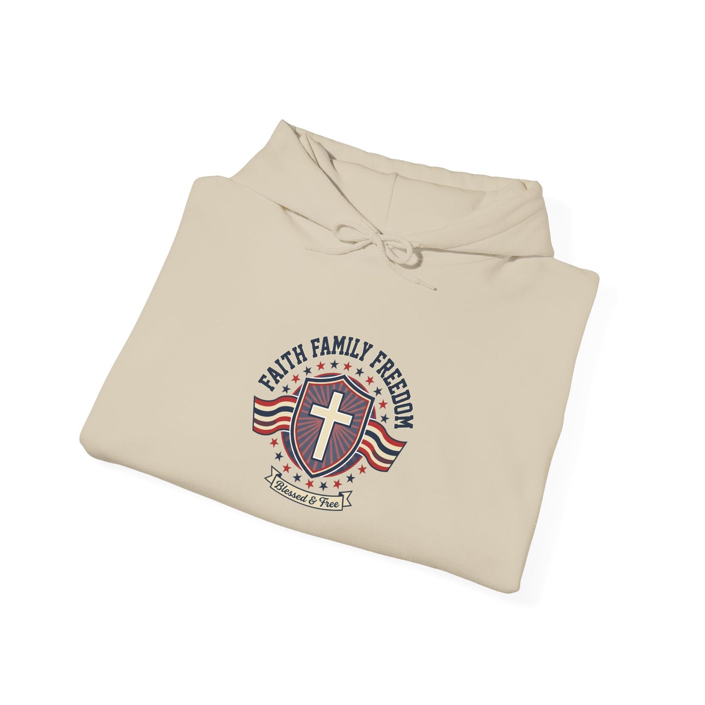 Faith Family Freedom Hoodie | Patriotic Faith-Based July 4th, Vintage Americana