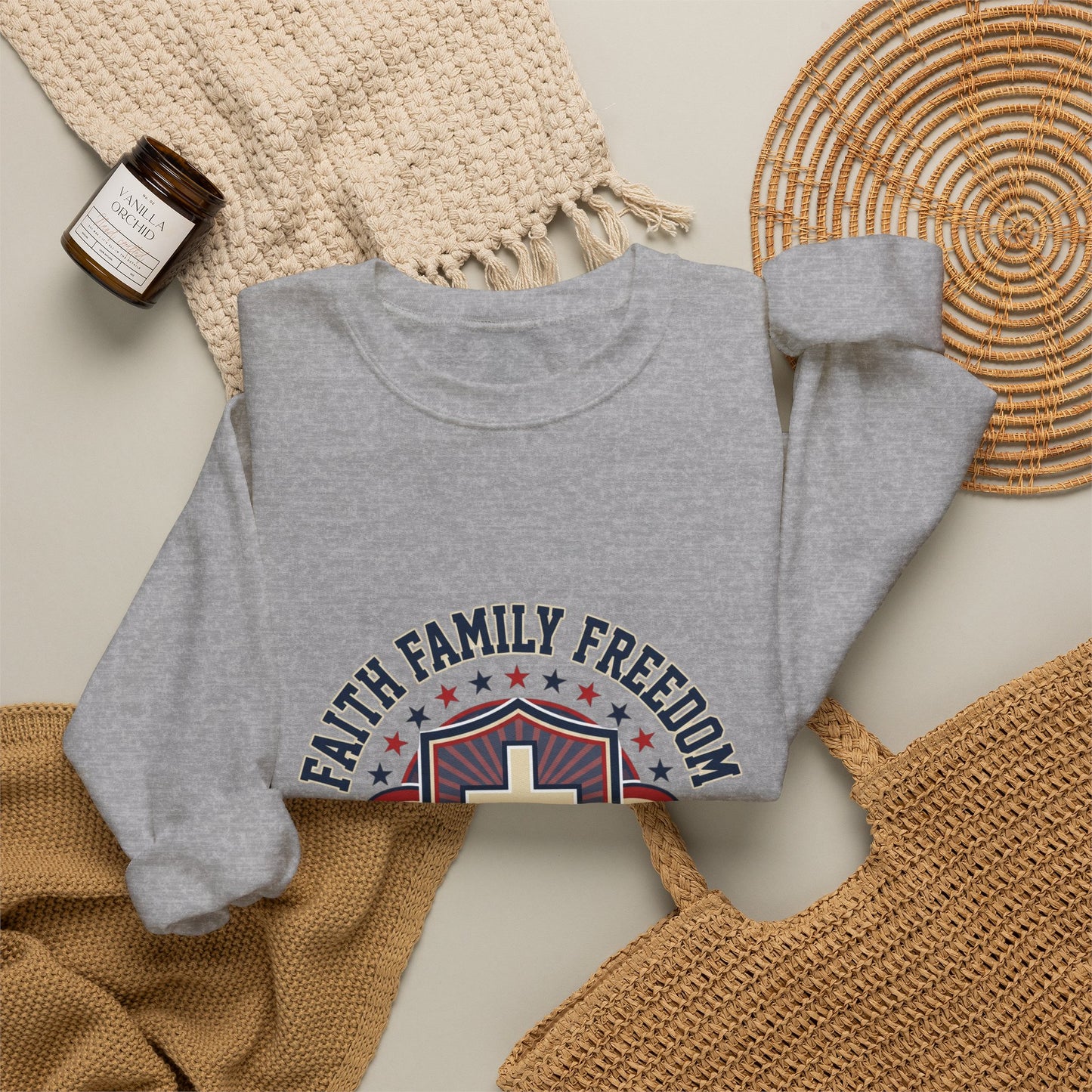 Faith Family Freedom Sweatshirt | Patriotic, Faith-Based, Vintage Americana