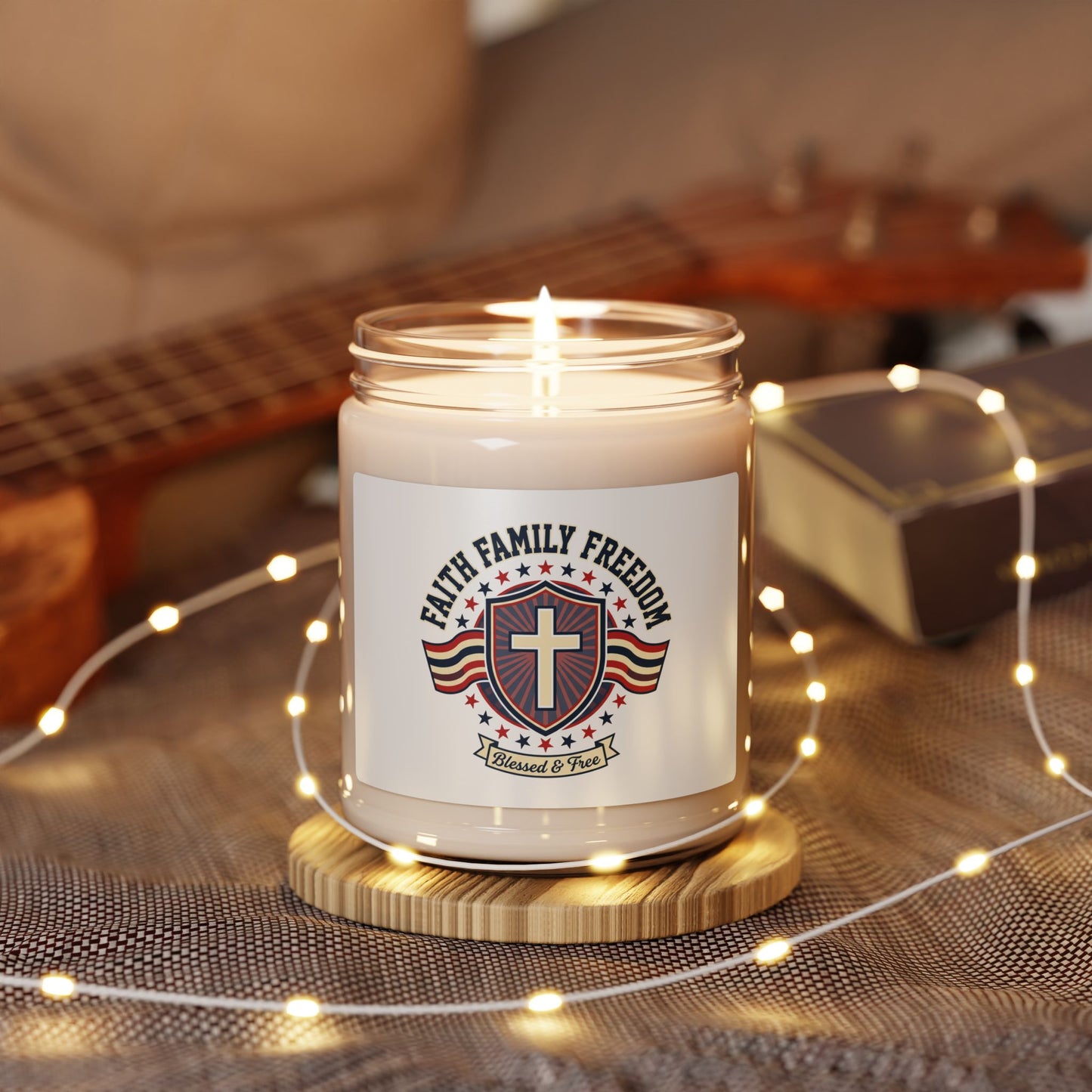Faith Family Freedom Candle | patriotic faith-based July 4th vintage Americana