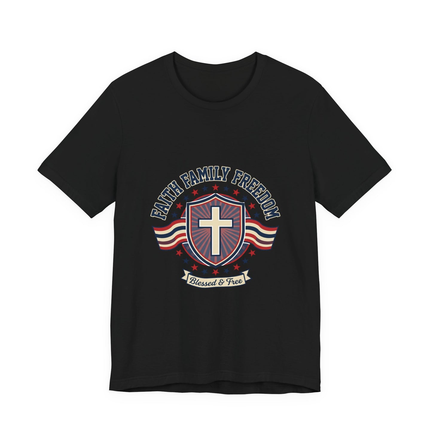 Faith Family Freedom T-Shirt | Faith-Based Patriotic July 4th, Vintage Americana