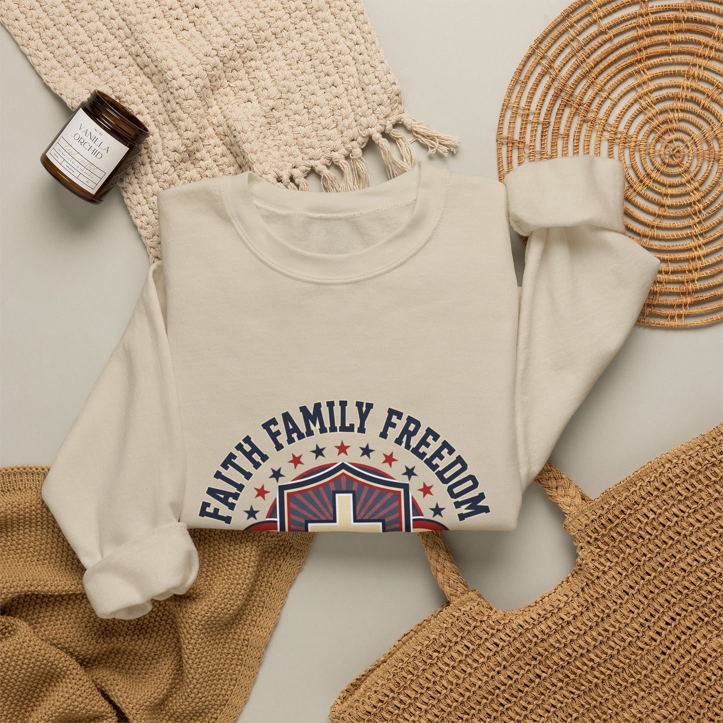 Faith Family Freedom Sweatshirt | Patriotic, Faith-Based, Vintage Americana