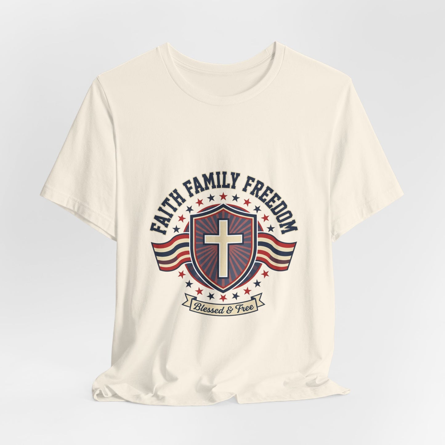 Faith Family Freedom T-Shirt | Faith-Based Patriotic July 4th, Vintage Americana