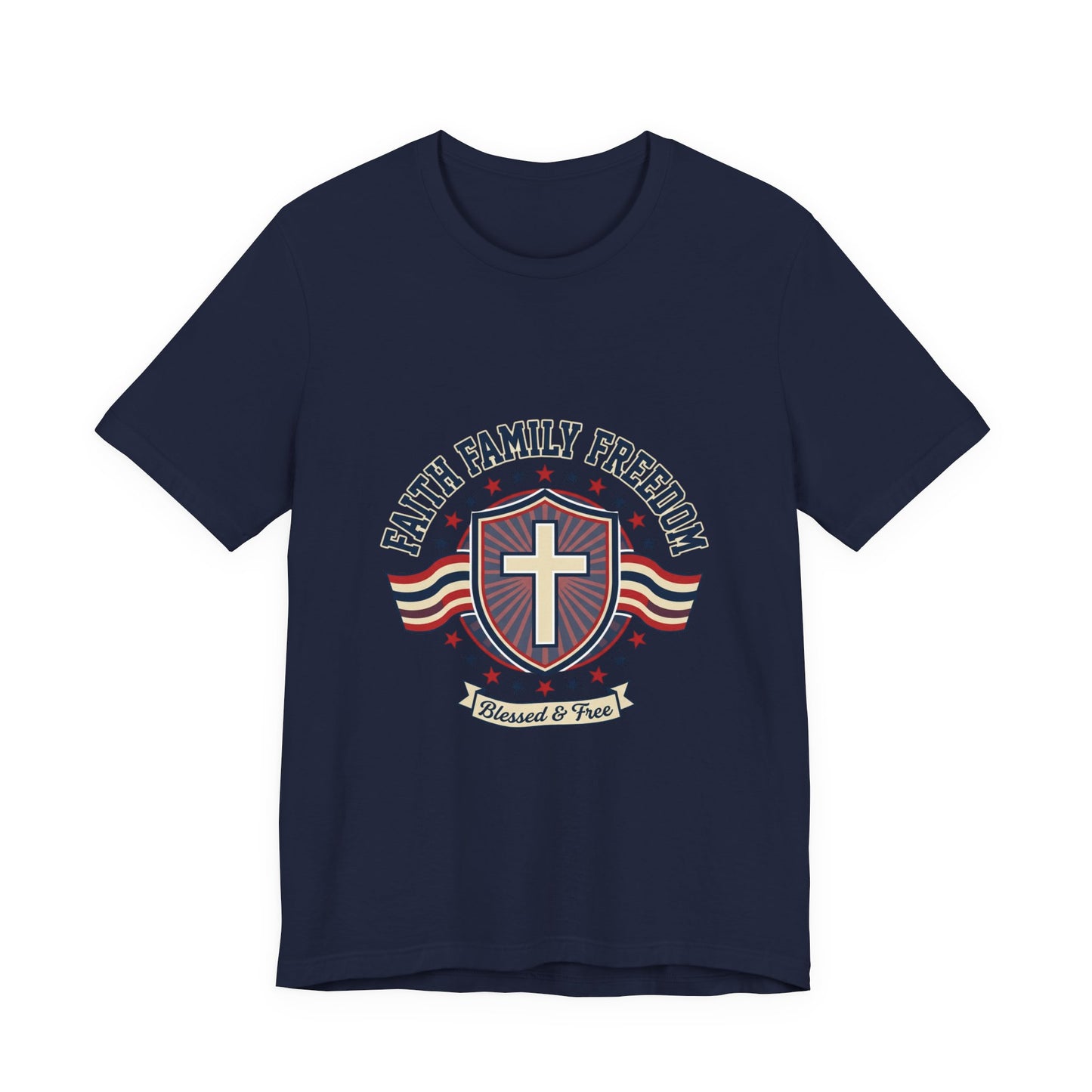 Faith Family Freedom T-Shirt | Faith-Based Patriotic July 4th, Vintage Americana