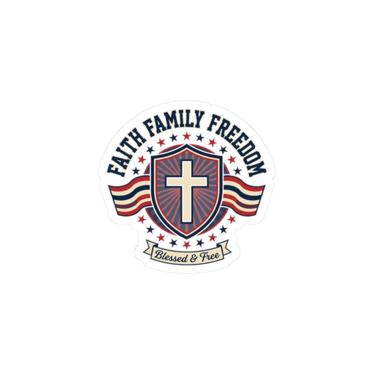 Faith Family Freedom Sticker | Faith-based Patriotic, Vintage Americana