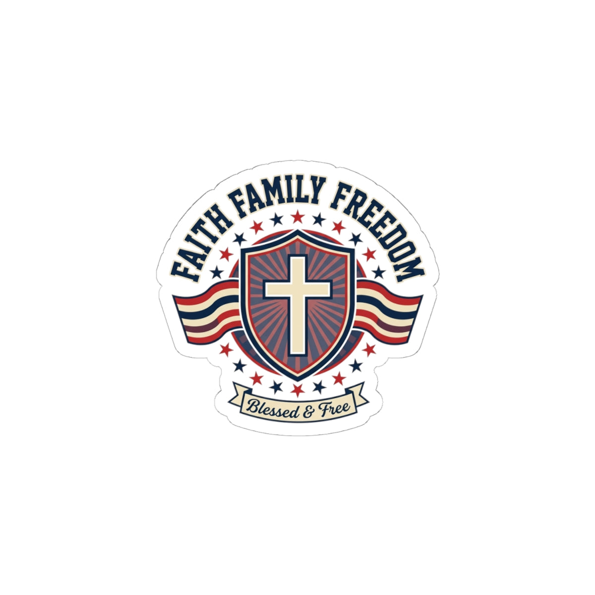 Faith Family Freedom Sticker | Faith-based Patriotic, Vintage Americana
