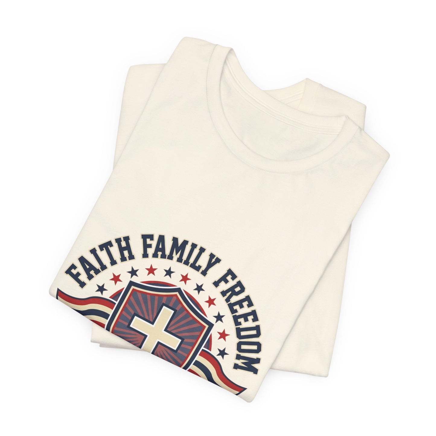 Faith Family Freedom T-Shirt | Faith-Based Patriotic July 4th, Vintage Americana