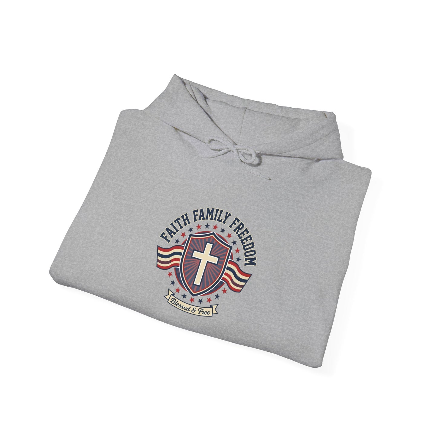 Faith Family Freedom Hoodie | Patriotic Faith-Based July 4th, Vintage Americana