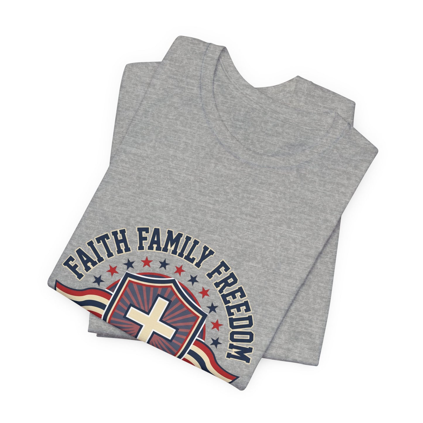Faith Family Freedom T-Shirt | Faith-Based Patriotic July 4th, Vintage Americana