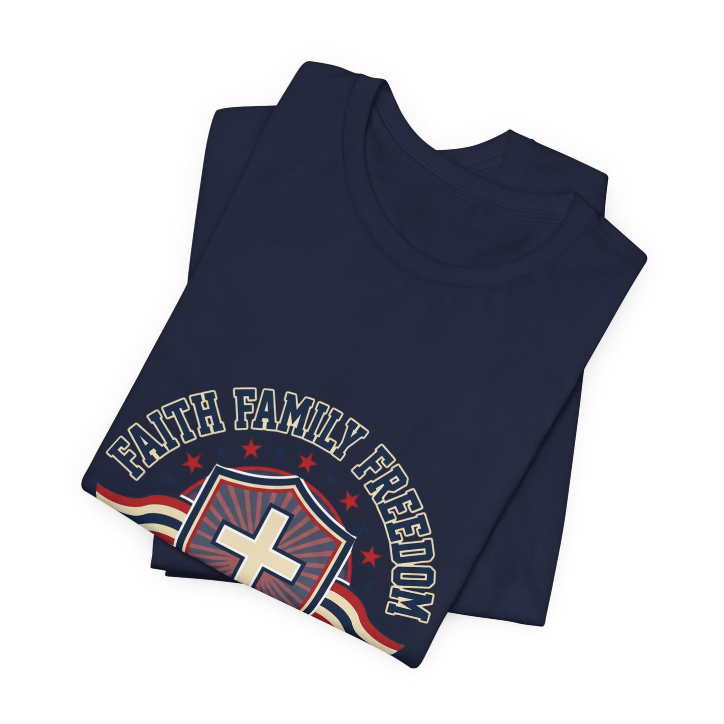 Faith Family Freedom T-Shirt | Faith-Based Patriotic July 4th, Vintage Americana