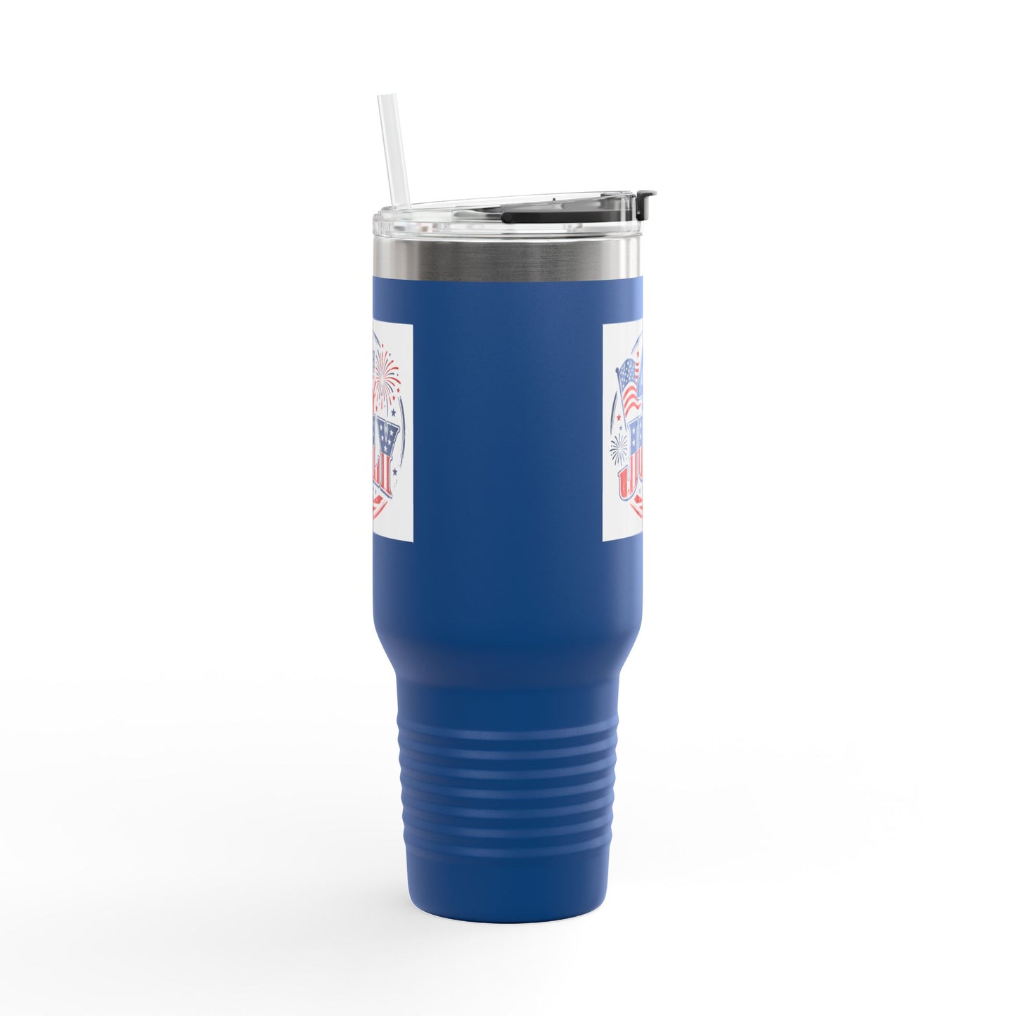 4th of July Insulated Travel Mug — 40oz Patriotic Tumbler with Flag & Fireworks Design