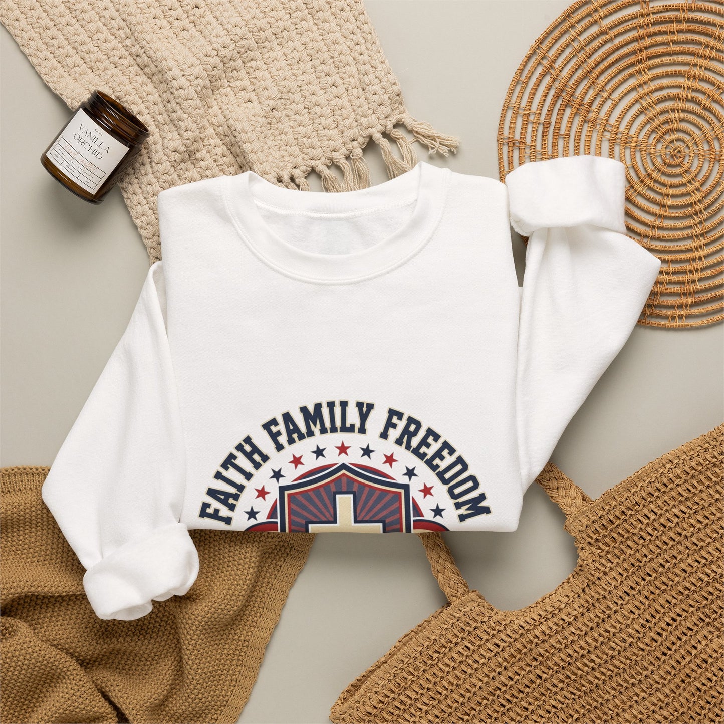 Faith Family Freedom Sweatshirt | Patriotic, Faith-Based, Vintage Americana