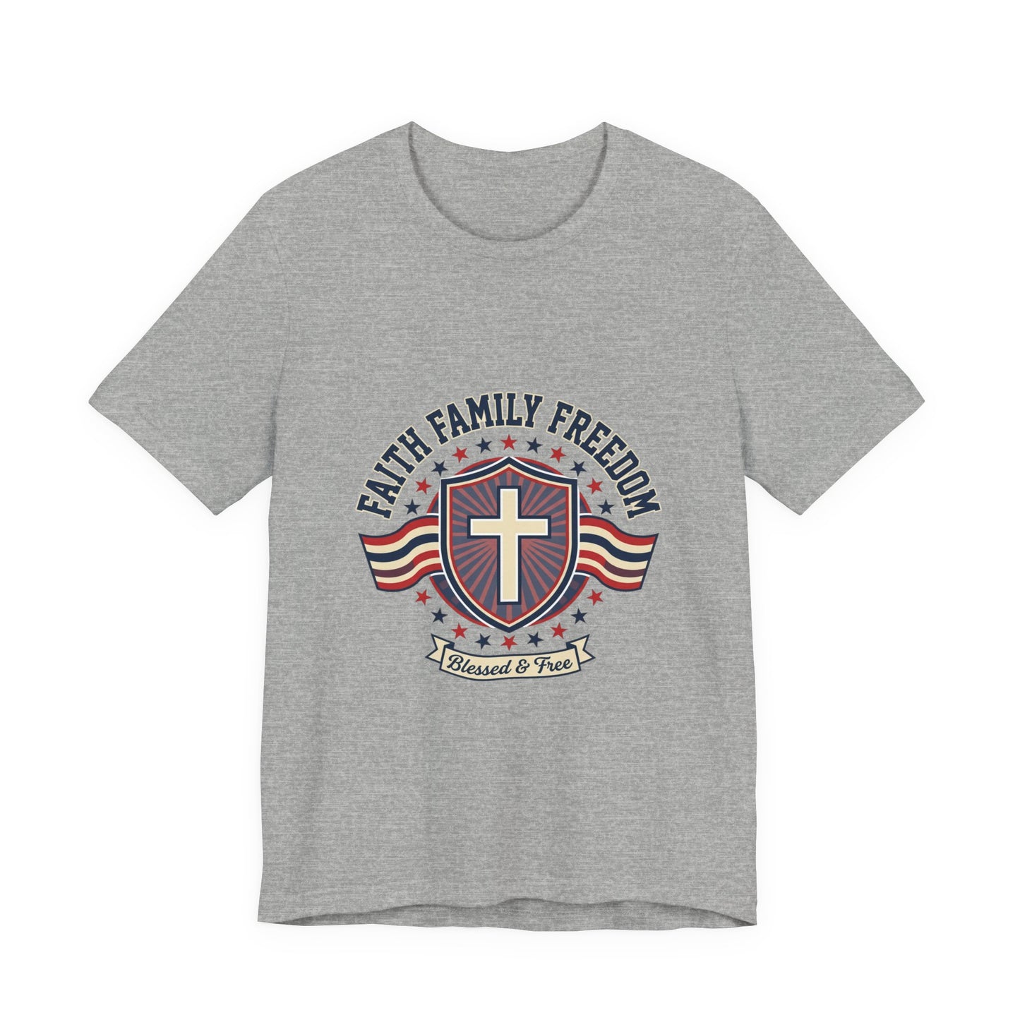 Faith Family Freedom T-Shirt | Faith-Based Patriotic July 4th, Vintage Americana