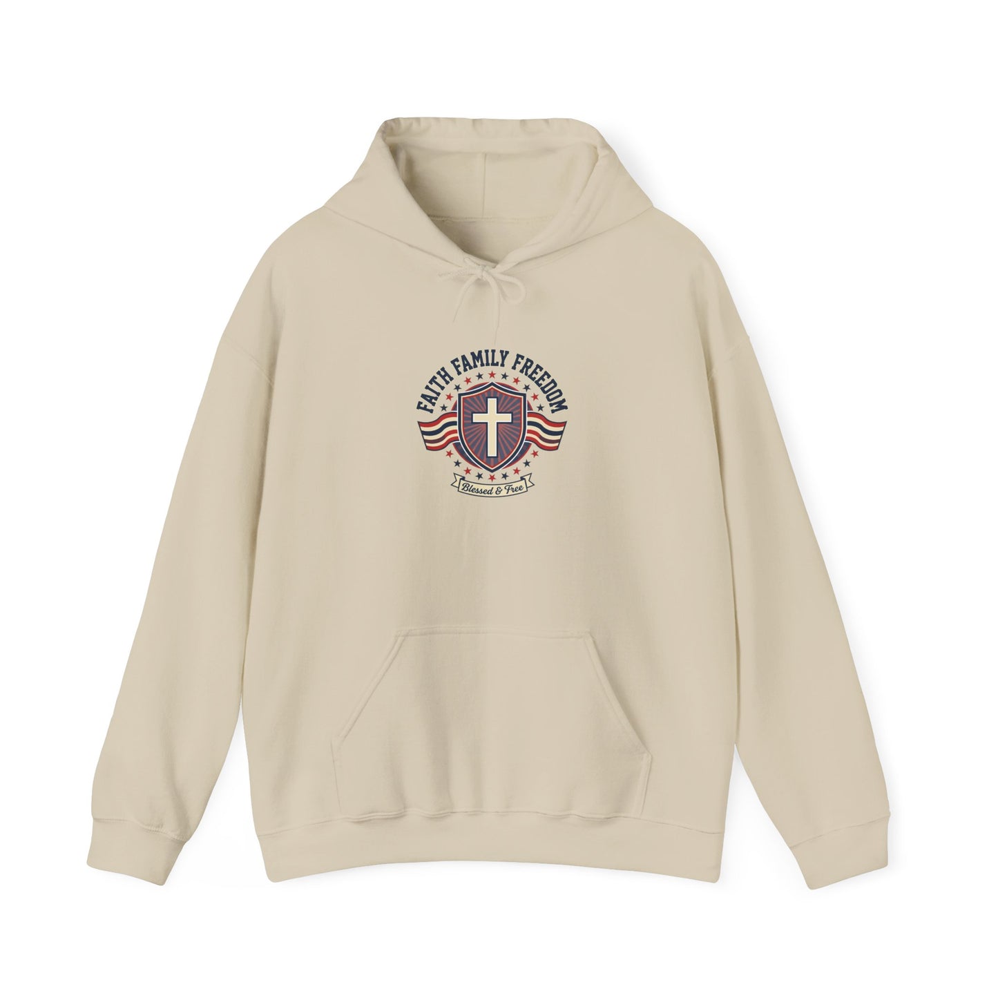 Faith Family Freedom Hoodie | Patriotic Faith-Based July 4th, Vintage Americana