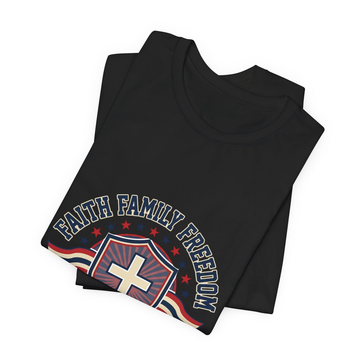 Faith Family Freedom T-Shirt | Faith-Based Patriotic July 4th, Vintage Americana