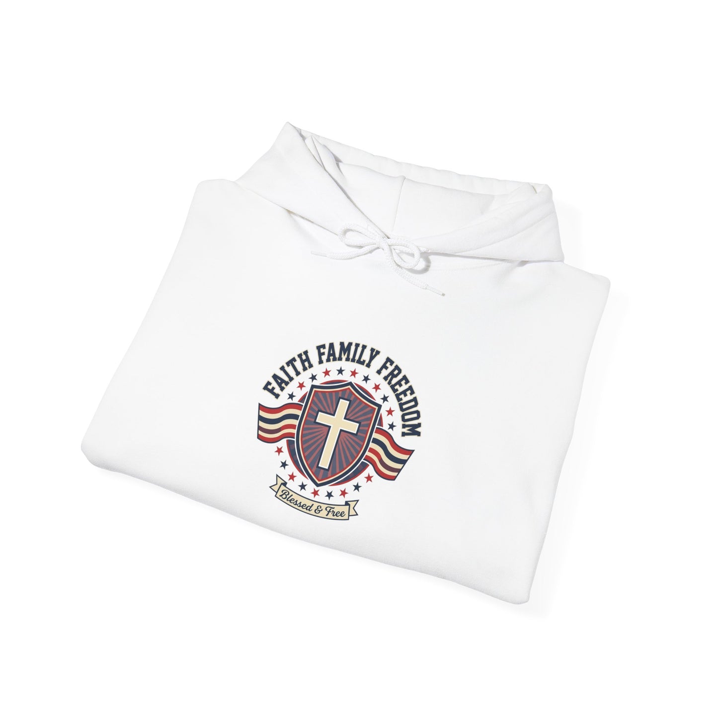 Faith Family Freedom Hoodie | Patriotic Faith-Based July 4th, Vintage Americana