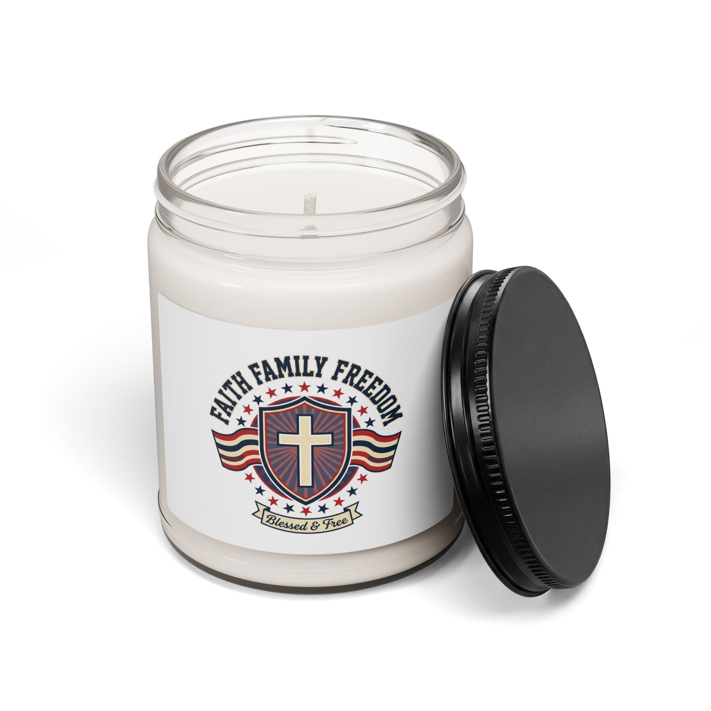 Faith Family Freedom Candle | patriotic faith-based July 4th vintage Americana